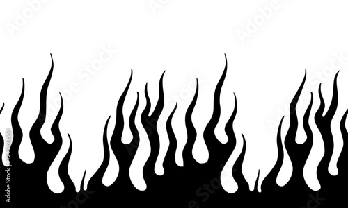 Black tribal flame border design, hot rod style fire graphic element for decoration and speed concepts 
