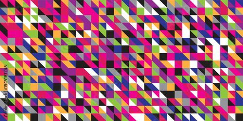 Seamless geometric pattern with colorful elements, vector background.