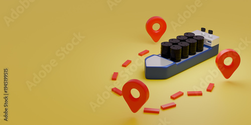 Wallpaper Mural Delivery service concept. Oil for delivery of around the world on yellow background- 3d render. Torontodigital.ca