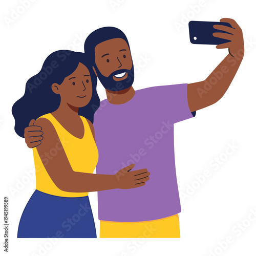 A man and woman take a selfie together outdoors smiling