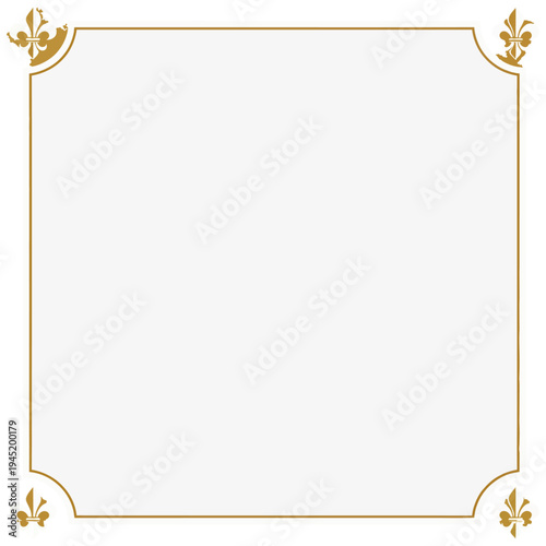 Elegant frame design with gold accents and fleur de lis motifs