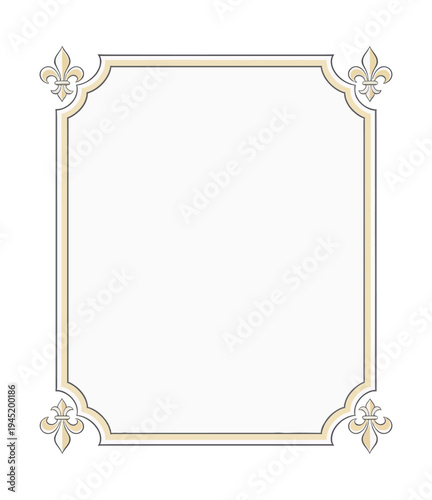Elegant frame with fleur de lis embellishments on black background
