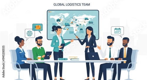 Global Logistics Team Meeting - Collaborative Strategy and Worldwide Network.