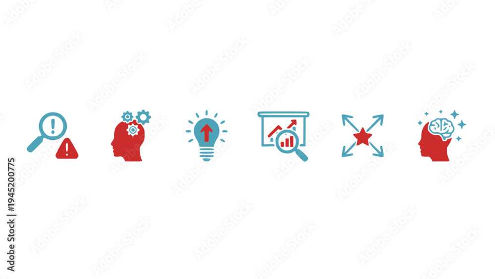 Obraz premium Minimal icon collection featuring alerts, notifications, ideas, and small business concept symbols.