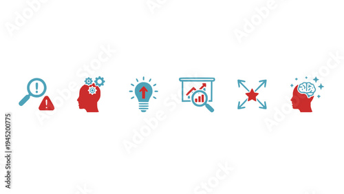 Minimal icon collection featuring alerts, notifications, ideas, and small business concept symbols.