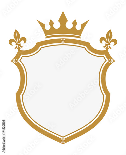 Heraldic crest with crown and fleur de lis emblem on black background