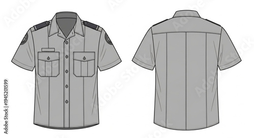 Detailed Illustration of a Short-Sleeved Uniform Shirt.