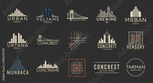 Collection of Minimalist Cityscape Logos for Modern Urban Branding.