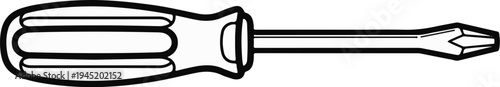 A simple black and white line drawing of a Phillips head screwdriver