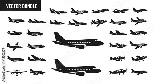 Vector Bundle of Airplane Silhouettes - A Comprehensive Collection.