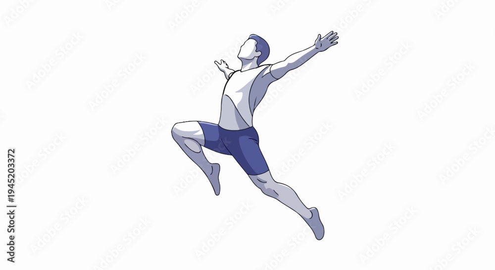 Naklejka premium A stylized runner leaps with arms outstretched, in athletic attire