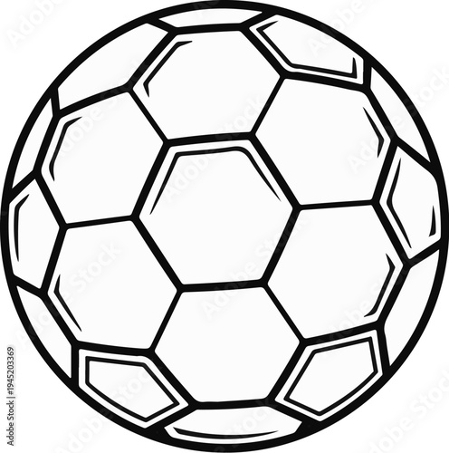 Black and white graphic of a classic stitched ball, often used in sports