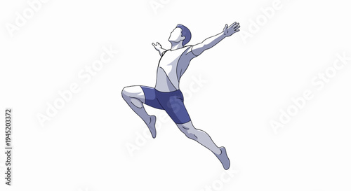 A stylized runner leaps with arms outstretched, in athletic attire
