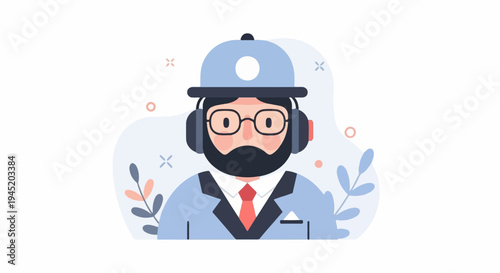 Animated man with headphones, glasses, and a cap