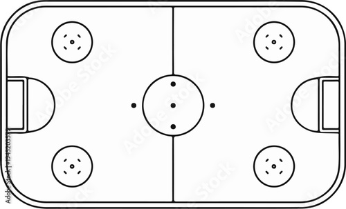 A top-down line drawing shows a simplified hockey rink with center dot and faceoff circles