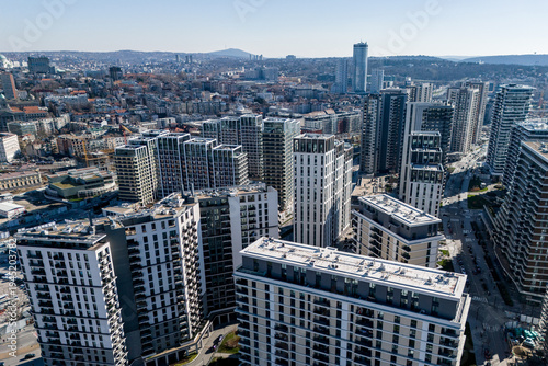 Serbia - Aerial view of Belgrade waterfront contemporary high-rise apartment and office blocks