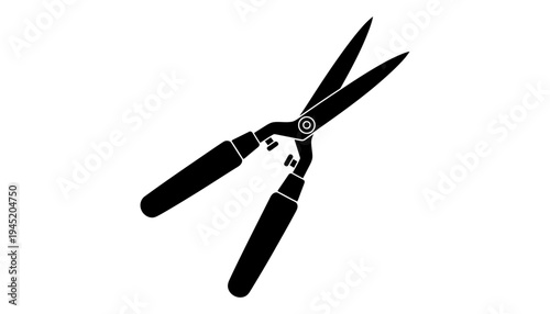 A pruning shears silhouette icon on a white background