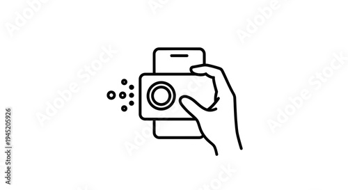 Hand Holding Smartphone Capturing Photo of Bubbles with Camera Lens Icon