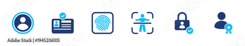 Digital identity icon set. authentication, profile, security, access, verification. solid style icon collection.
