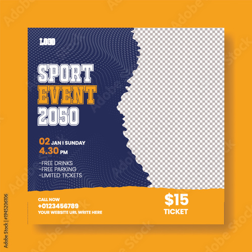 Sports Event Invitation Social Media Post Template, Gym Fitness Workout Square Flyer Poster, Soccer Football Tournament Banner, Championship Match Promotion, Editable Sports Marketing Web Banner 