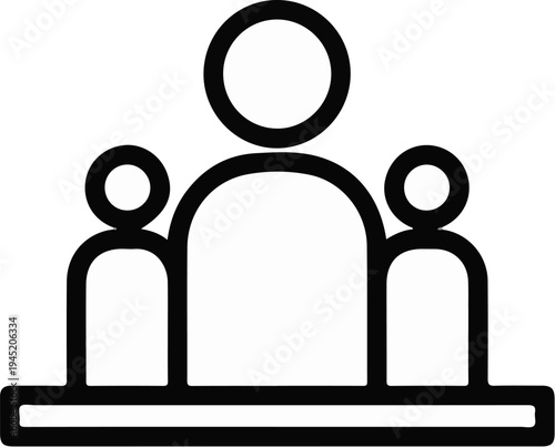 Abstract representation of a family unit one adult with two children standing