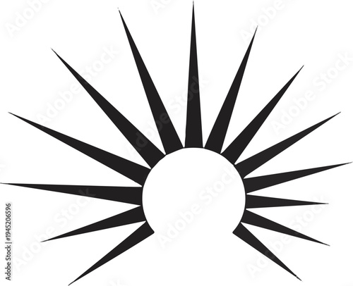 Abstract sunburst graphic with sharp, radiating points on a white background