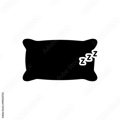 Sleep Pillow Icon – Black and White Silhouette.