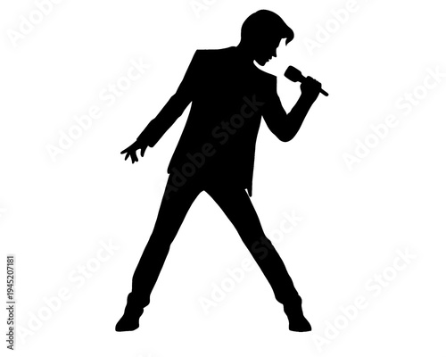 silhouette of a man singing, vector illustration
