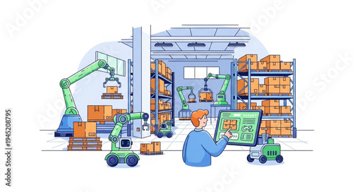 Automated Warehouse Management System with Robotics and Human Oversight.