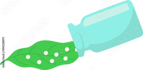 Homeopathy Pills and Leaf Illustration