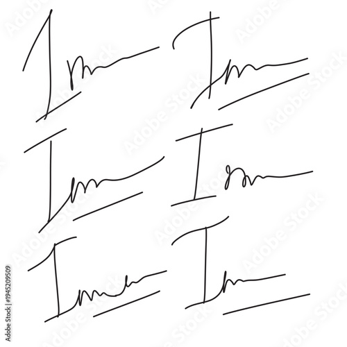 Set of different fake autographs and signatures, mimicking authenticity for certificates, letters or documents, featuring handcrafted doodles and scribbles, vector illustration in eps 10.