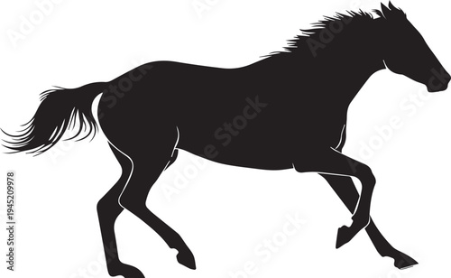 Running wild horse galloping across plain vector silhouette illustration
