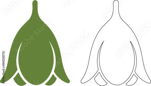 Green freesia flower silhouette black