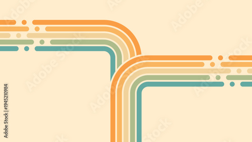 Abstract background of rainbow groovy Wavy Line design in 1970s Hippie Retro style. Vector pattern ready to use for cloth, textile, wrap and other.