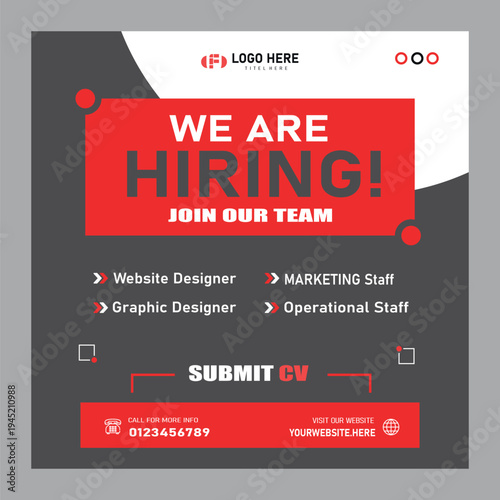 We are hiring job vacancy web banner and social media post template