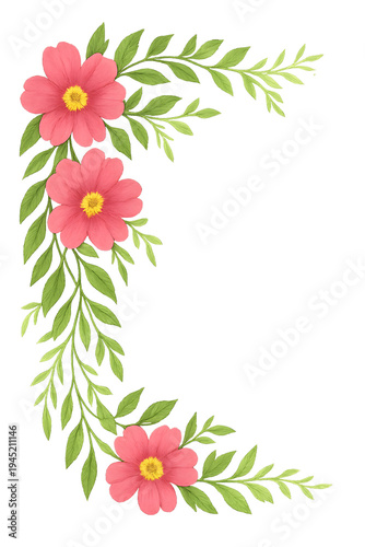 Elegant floral arrangement with pink and red flowers on green vines