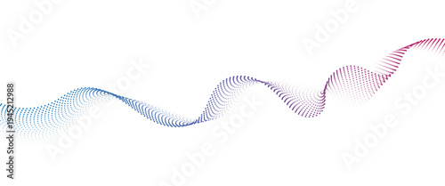 Flowing Dot Wave halftone gradient pattern on transparent background

