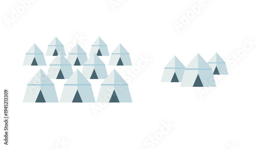 Hajj Pilgrim Tents in Mina Valley. Mina Hajj Accommodation Tents Icon. Islamic Pilgrimage Tent Camp Illustration.