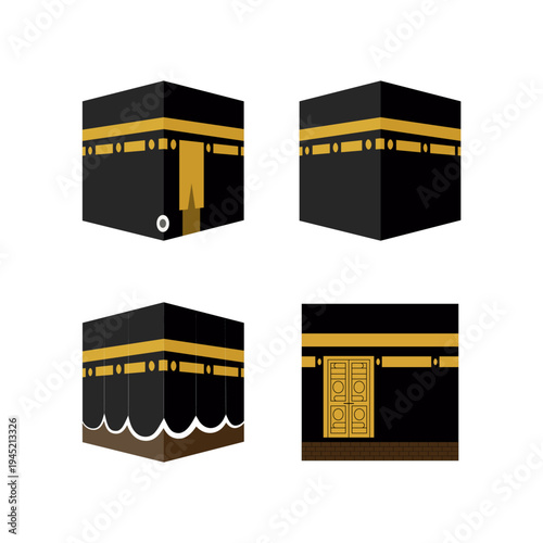 Holy Kaaba Mecca Landmark Illustration Set