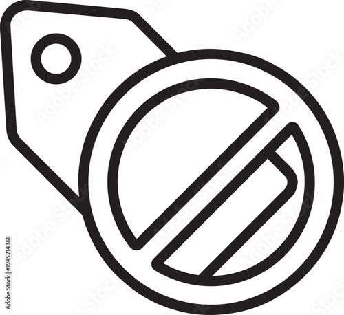 forbidden cancel sign on price tag line icon for retail store marketing and commercial business financial policy