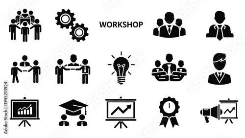 Vector Icon Sheet of Business and Workshop Concepts for Presentations