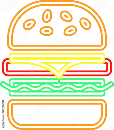 Hamburger Neon Icon