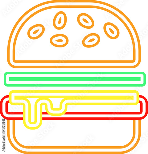 Hamburger Neon Icon