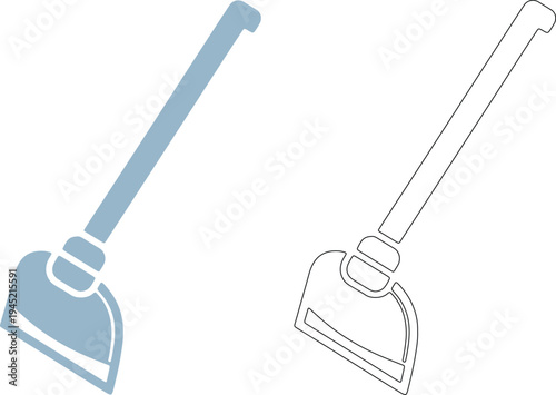Hoe tool silhouettes gardening equipment