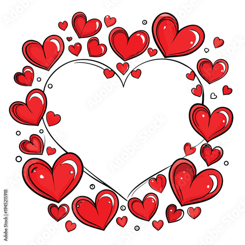 Romantic heart frame with red hearts for valentine's day or wedding celebrations