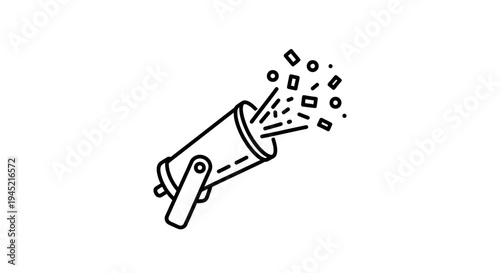 Confetti Cannon Icon, Party Popper Blast, Celebration Event Symbol