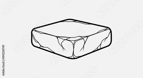 Cracked Ice Block, Frozen Water Cube, Abstract Geometric Shape, Cold Element