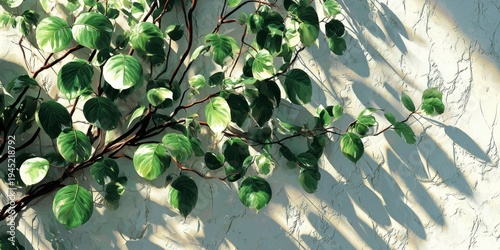 green climbing plants on a white wall