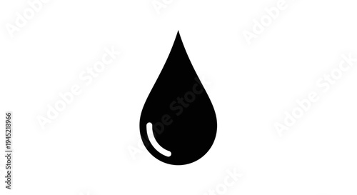 Black Water Drop Icon Isolated on White Background, Simple Liquid Symbol