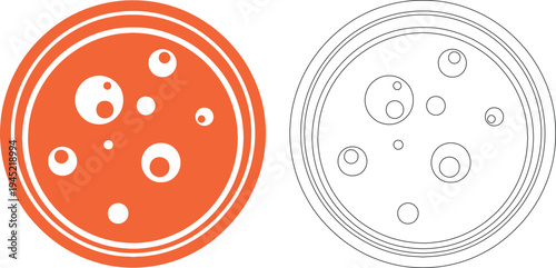 Orange and black line pizza with toppings